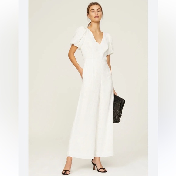 CLUB MONACO White Open Back V-neck Short Sleeve Jumpsuit Size 00 - Picture 5 of 16